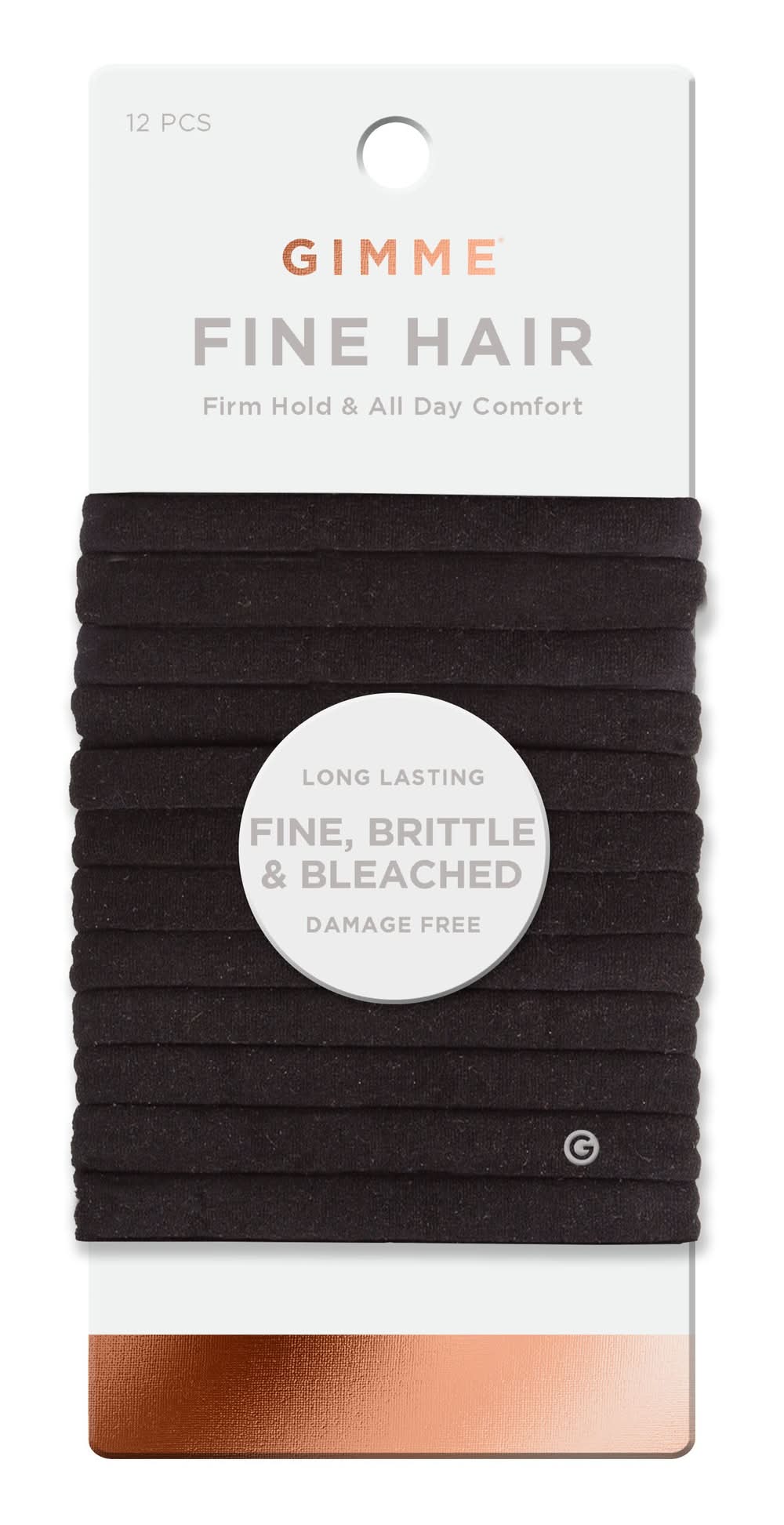 Gimme Fine Hair Elastics, Black, 12 Ct