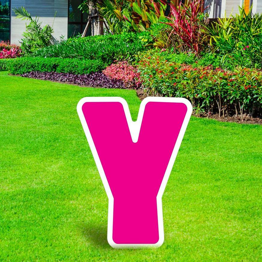 Pink Letter (Y) Corrugated Plastic Yard Sign, 24in