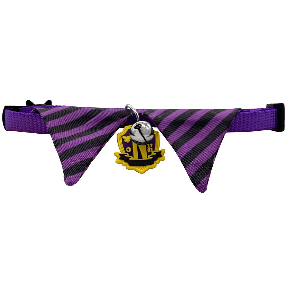 Wednesday Nevermore Academy Striped Cat Collar (Color: Purple, Size: Cat (Adult))