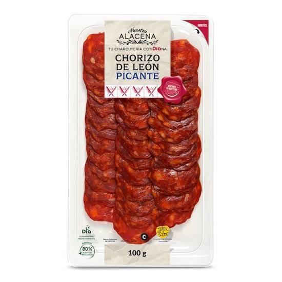 Chorizo de león picante Nuestra Alacena bandeja 100 g