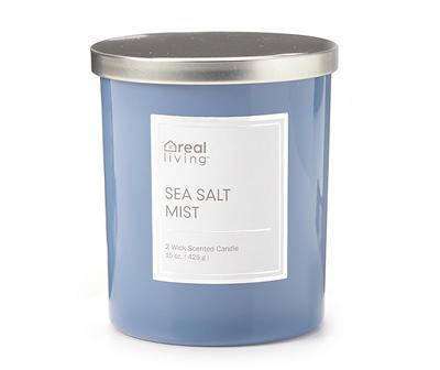 Real Living Sea Salt Mist Glass Jar Candle, Blue