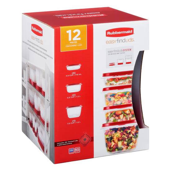 Rubbermaid Easyfindlids Containers + Lids (12 ct)