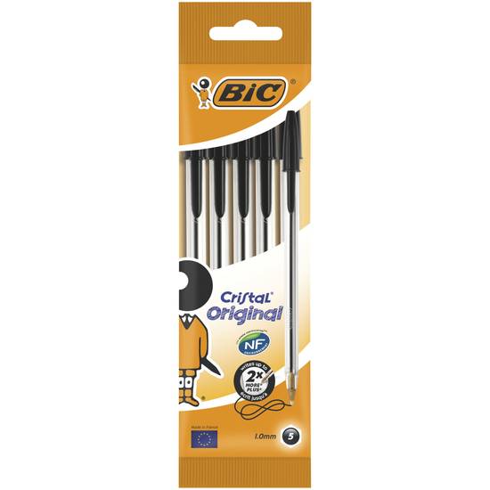 Bic - Cristal original stylos bille pointe moyenne noir (5 pcs)