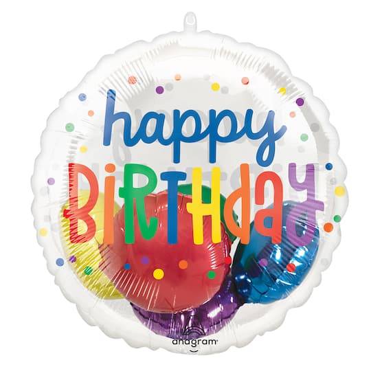 Inflated Rainbow Happy Birthday Stuffed Plastic Balloon, 20 in, Assorted