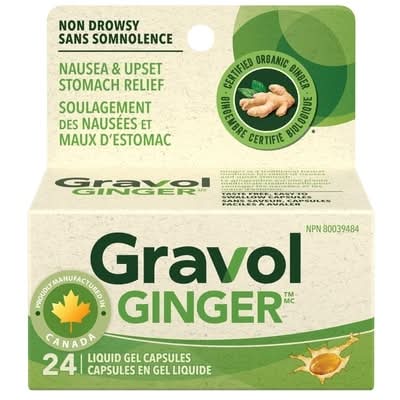 Gravol gélule de gel liquide au gingembre - ginger liquid gel capsule (24 unités)