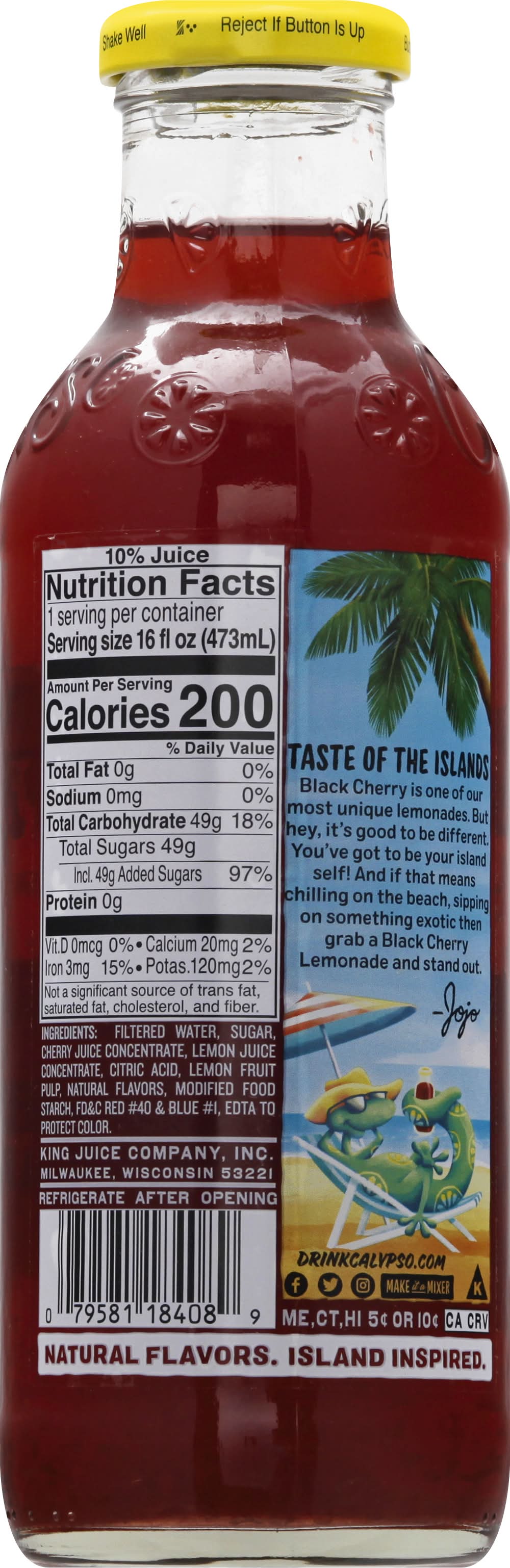 Calypso Black Cherry Lemonade (16 fl oz) | Postmates