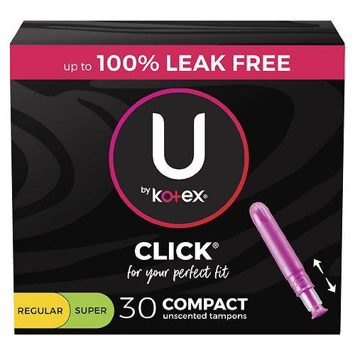 U by Kotex Compact Multipack Tampons, Regular/Super Absorbency, Unscented - 30.0 ea