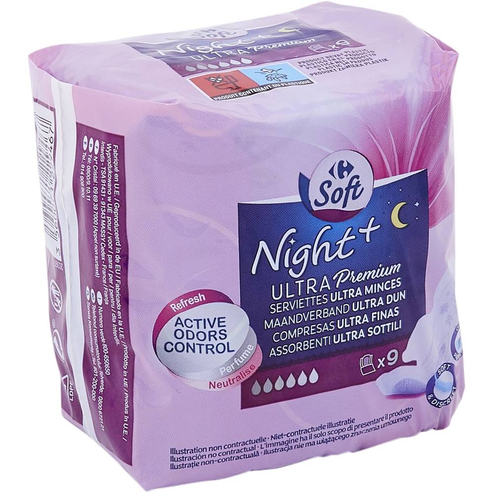 Carrefour - Serviettes hygiéniques ultra minces nuit