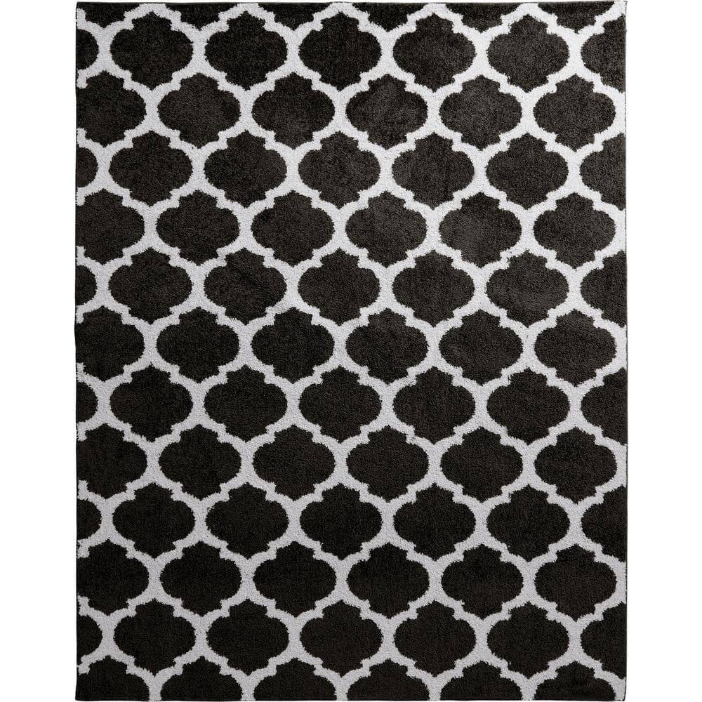 Stylewell Seyward 8 Ft. X 10 Ft. Grey Trellis Shag Area Rug