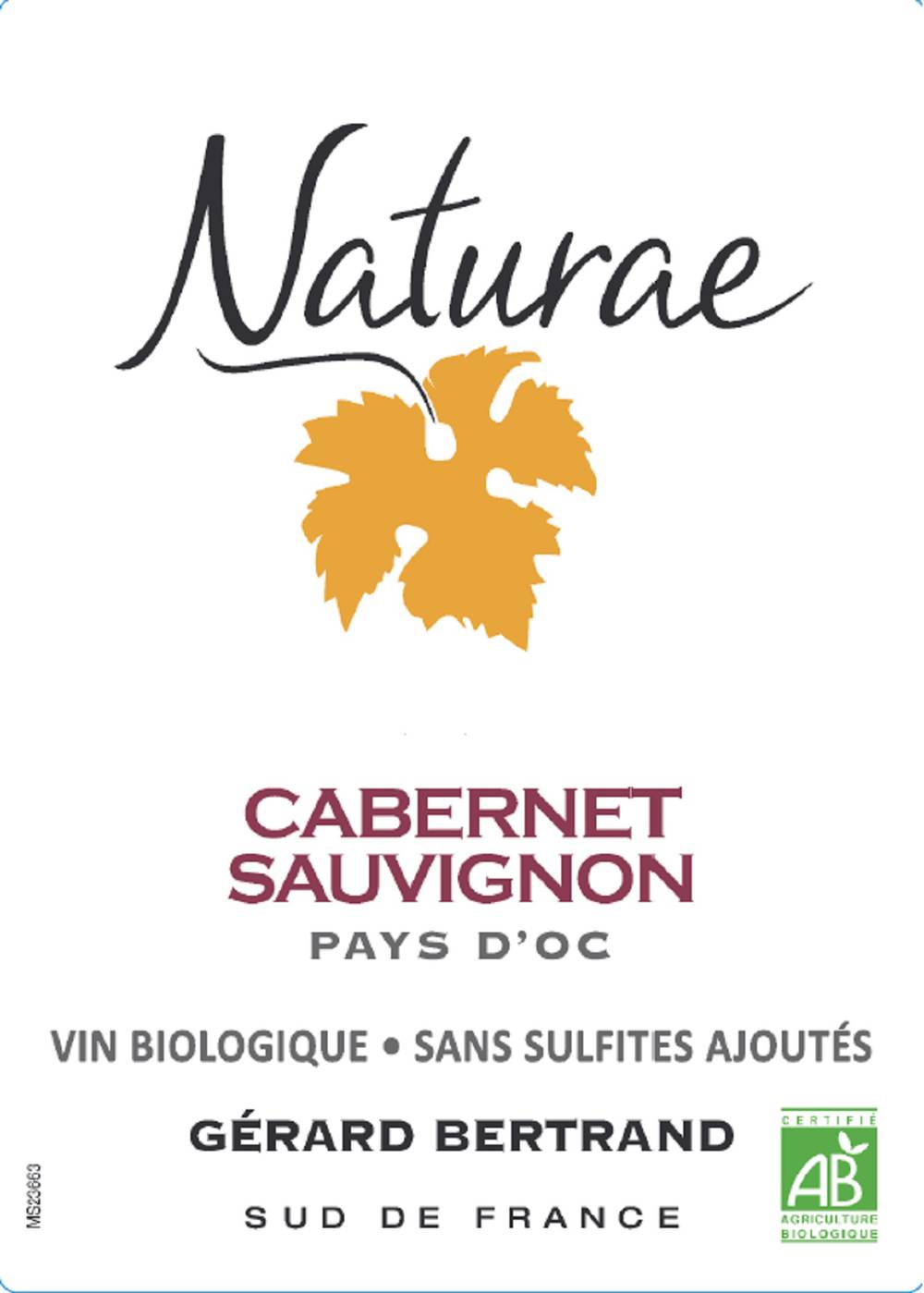 Gérard Bertrand - Vin rouge languedoc roussillon igp pays d'oc cabernet sauvignon naturae (750ml)