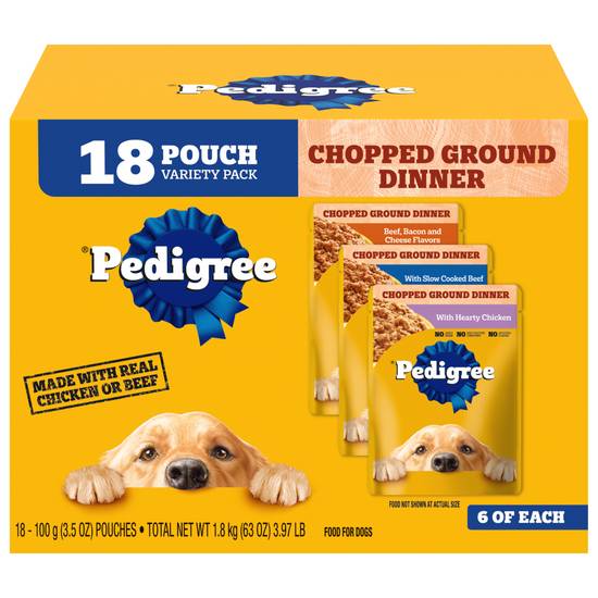 Pedigree Chopped Ground Dinner Variety pack Dog Food (18 ct)
