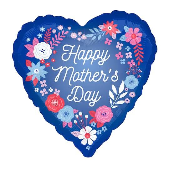 17" Blue Happy Mother'S Day Artful Florals Foil Balloon