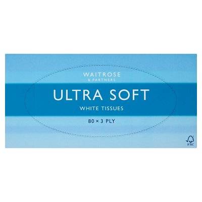 Waitrose Ultra Soft White Tissues (80 ct)