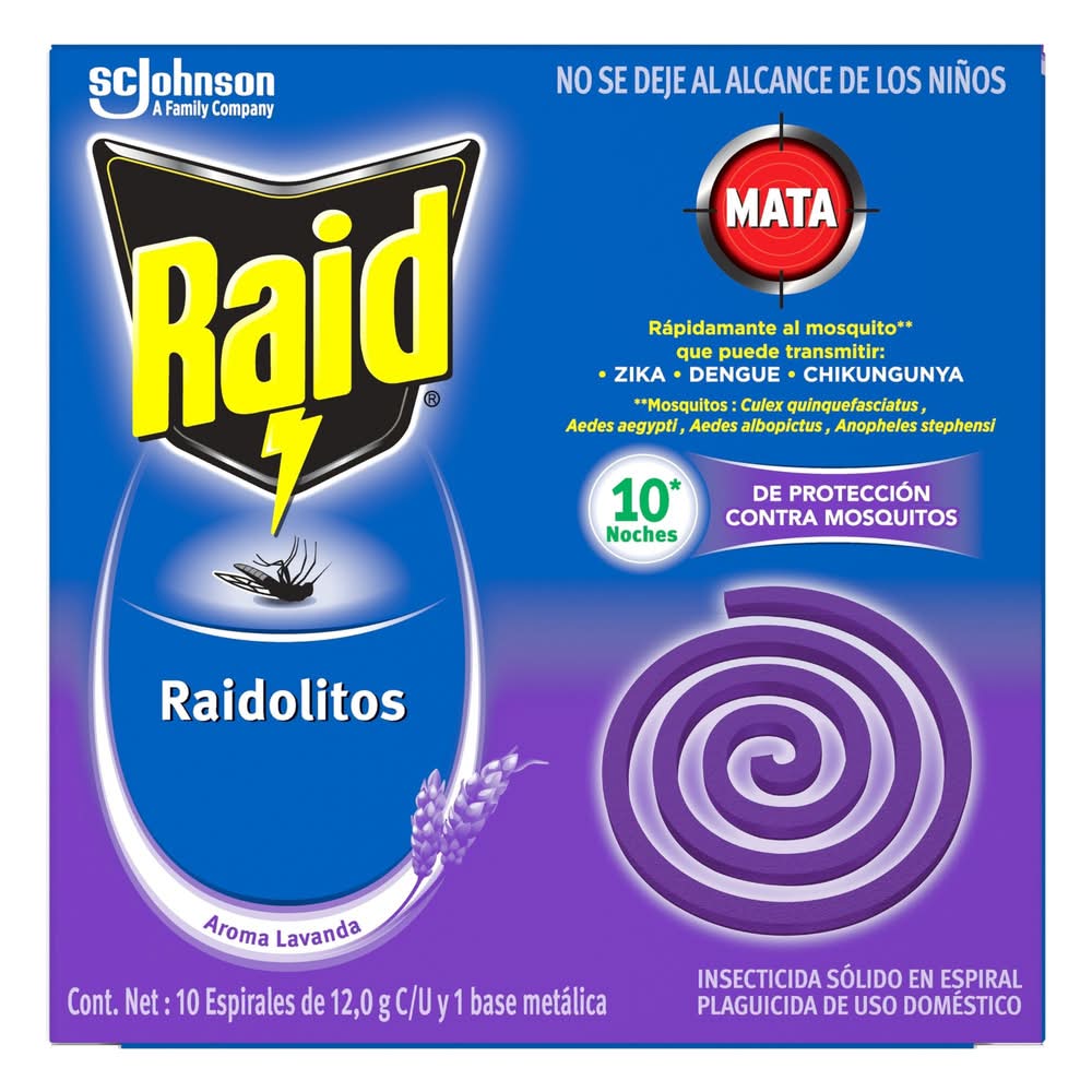 Raid · Olitos insecticida sólido en espiral de uso doméstico, lavanda (11 un)