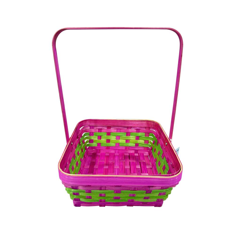 Cottondale Square Bamboo Easter Basket, Pink & Green