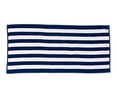 Navy & Red Reversible Stripe Cabana Beach Towel