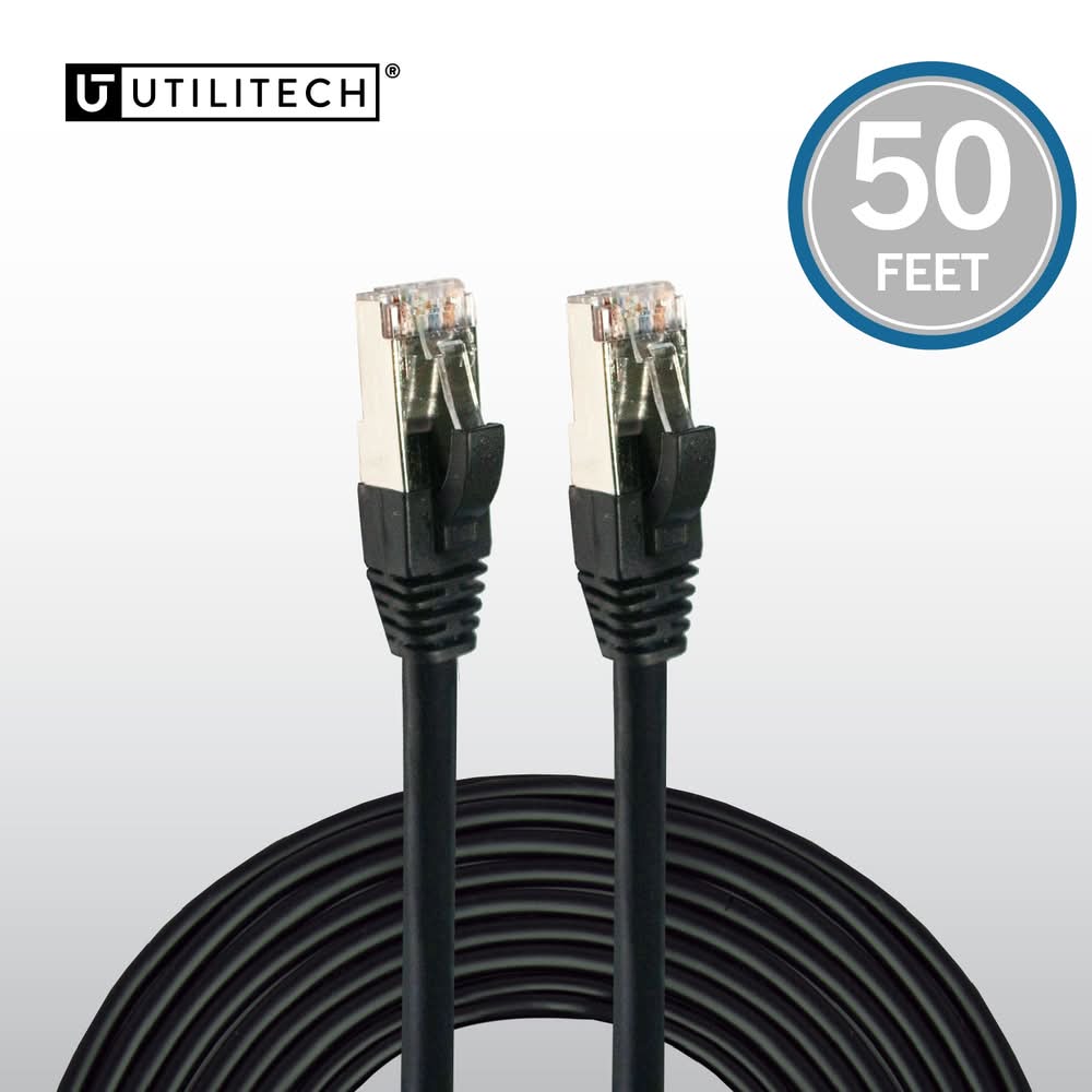 Utilitech 50-ft Cat 6A Black Ethernet Cable