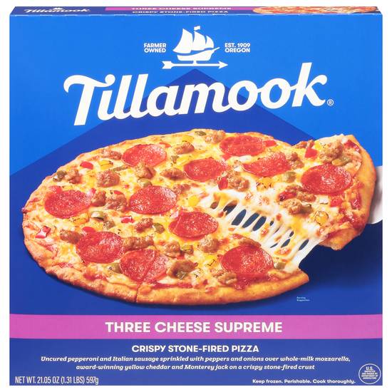 Tillamook Stone-Fired Crispy Three Cheese Supreme Pizza
