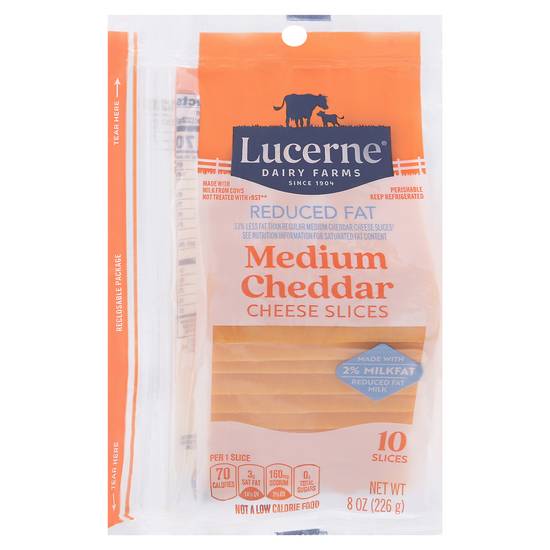 Lucerne Reduced Fat Medium Cheddar Cheese Slices (10 slices)