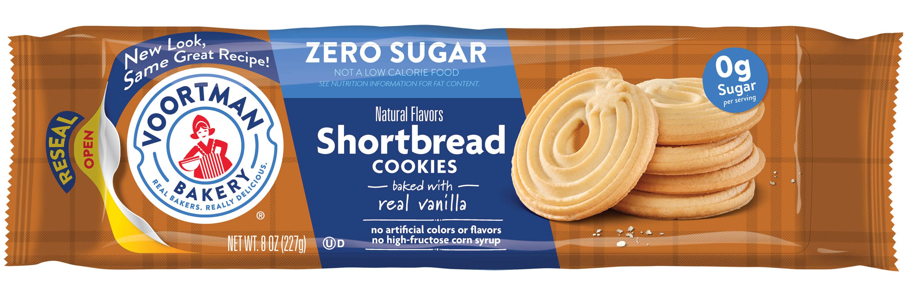 Voortman Bakery Zero Sugar Shortbread Baked Cookies, Vanilla (8 oz)