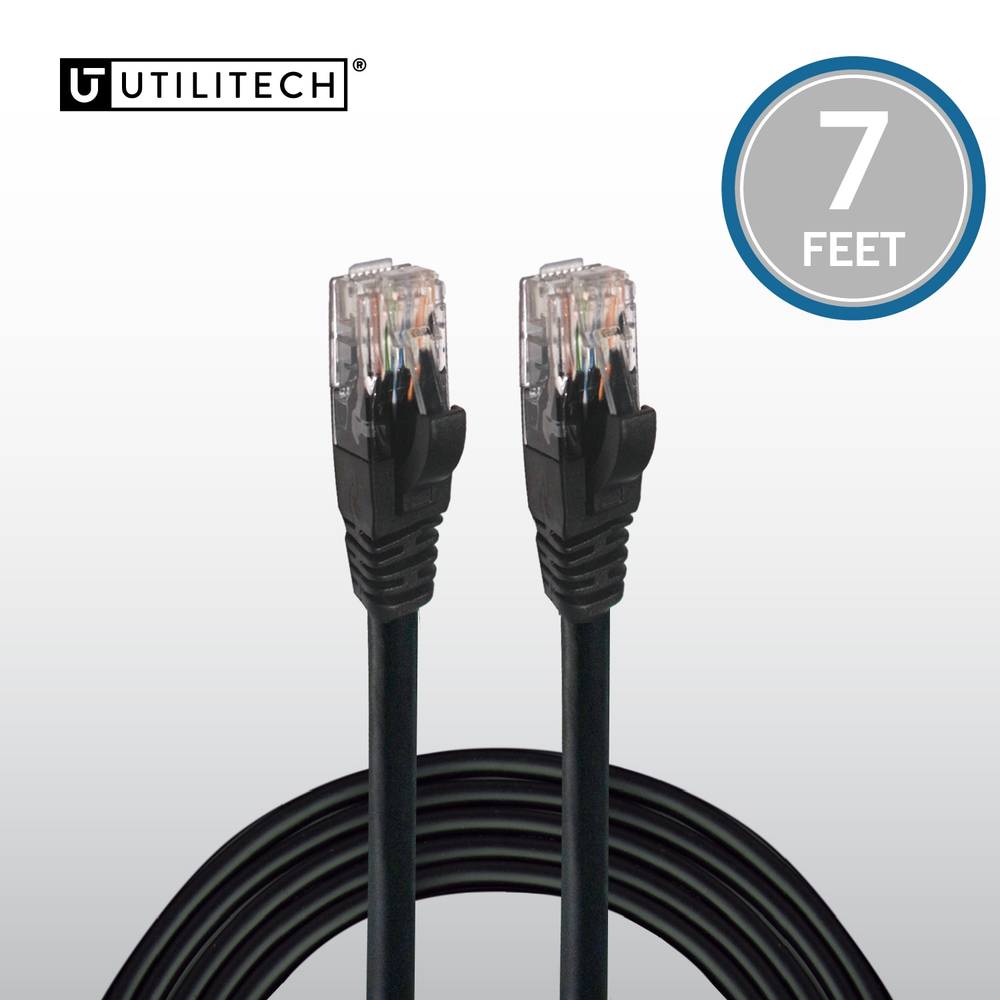 Utilitech 7-ft Cat 6A Black Ethernet Cable | RJ456EC7FT-BLK