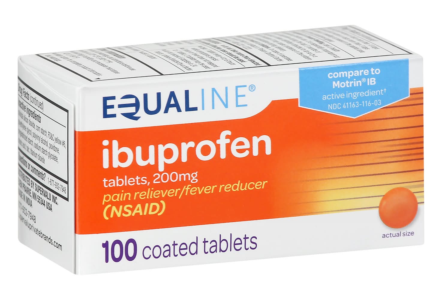 Equaline Ibuprofen 200 mg Pain Reliever (3.6 oz, 100 ct)