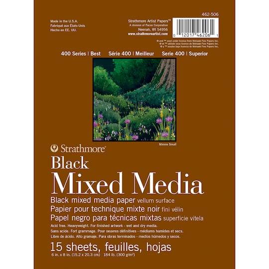 Strathmore 400 Series Black Mixed Media Paper Pad, 6 In * 8 In (15 ct)