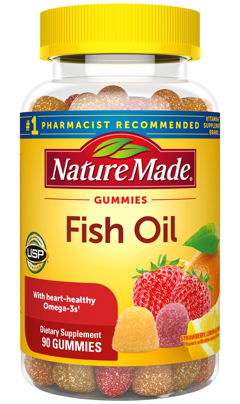 Nature Made Strawberry Fish Oil Gummies ( 90 ct ), Lemon -Orange (0.8 lbs, 90 ct)