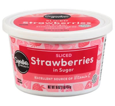 Signature Select Frozen Strawberries Sliced in Sugar (16 oz)