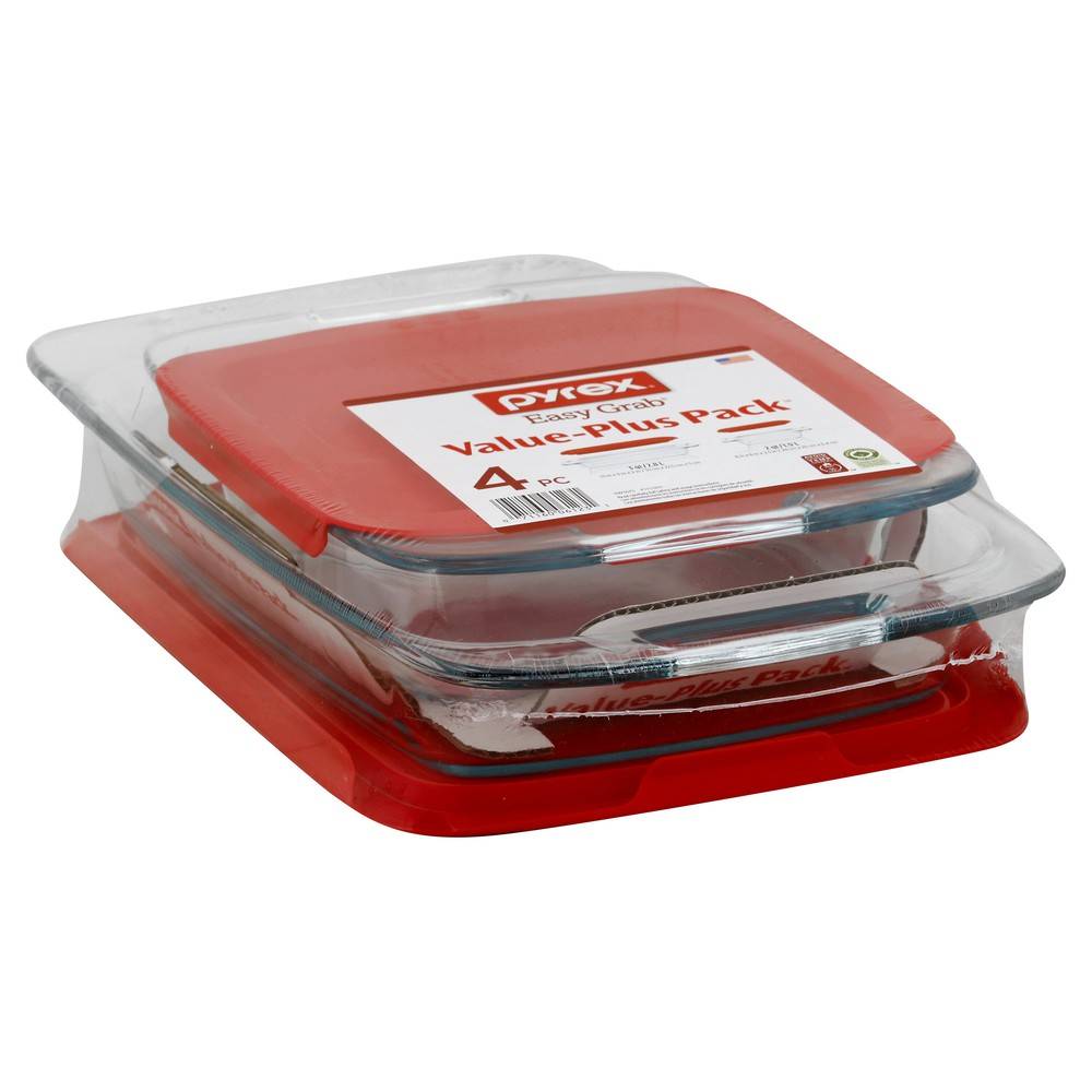 Pyrex Easy Grab Bakeware Set, Red (4 ct)