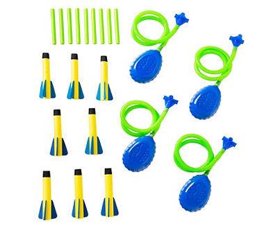 Green & Blue Quad Launch Rocket Flyers Game Set