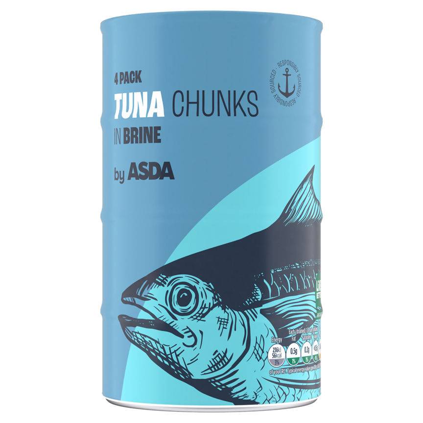 Asda Skipjack Tuna Chunks in Brine 4X145G