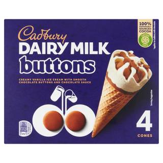 Cadbury Dairy Milk Buttons Ice Cream Cone 4 X 100Ml