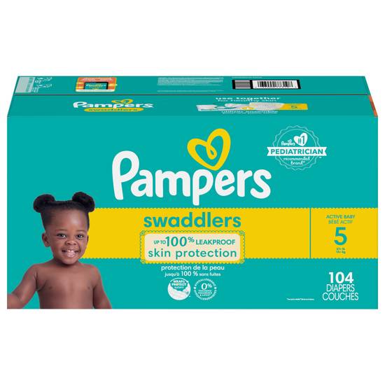 Pampers Swaddlers Soft and Absorbent Diapers, Size 5 (104 ct)