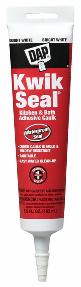 DAP Kwik Seal Tub & Tile Adhesive Caulk, White (5.5 fl oz)