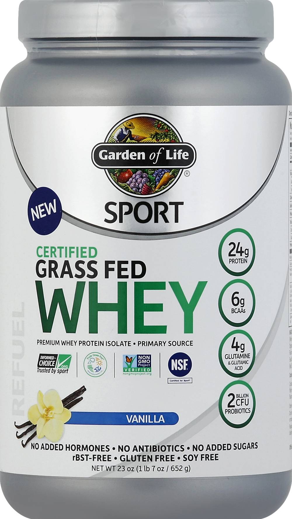 Garden of Life Grass Fed Whey Protein Isolate, Vanilla (23 oz)