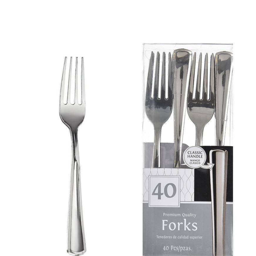 Party City Premium Plastic Forks (silver)