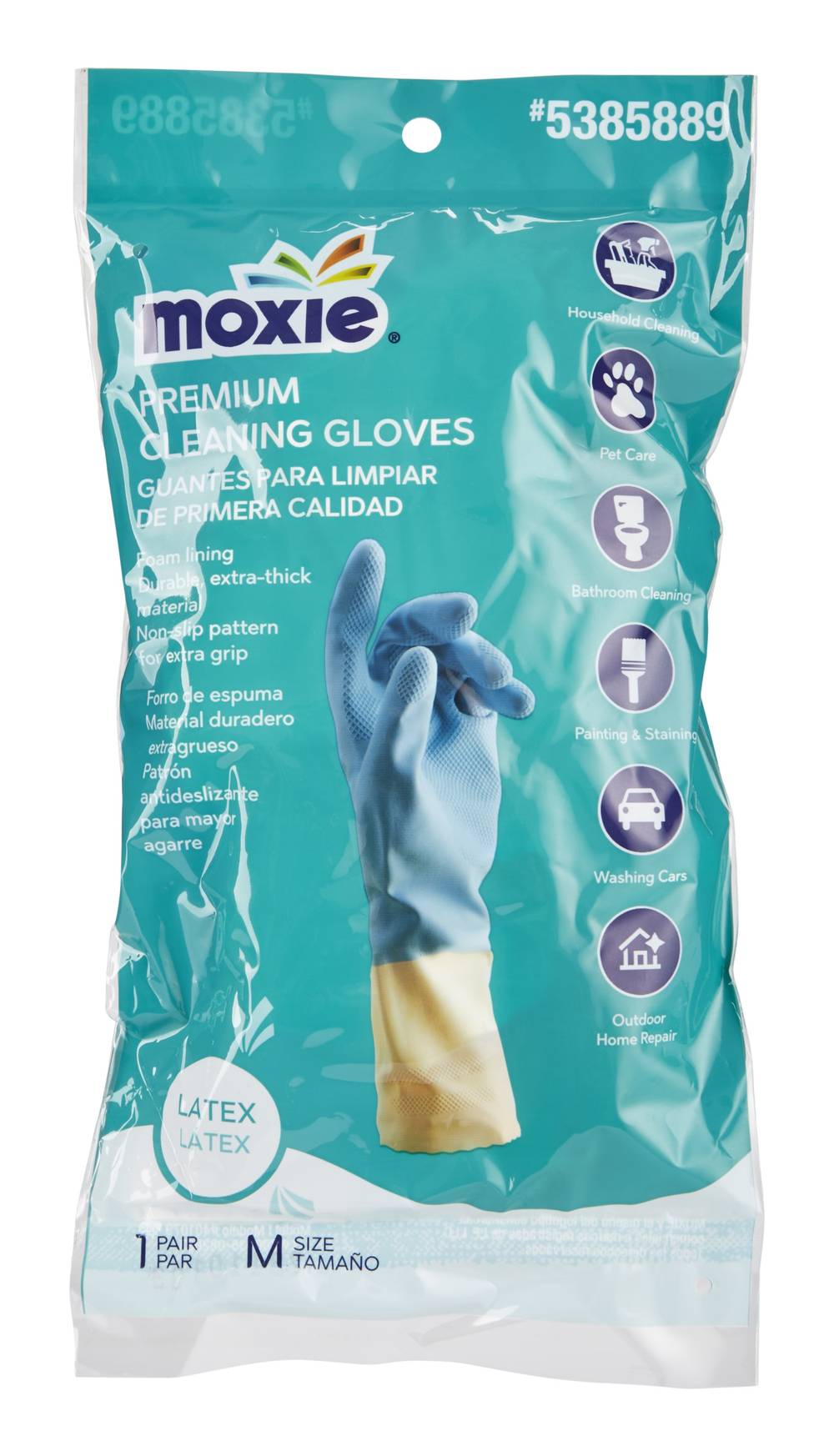 MOXIE Medium Embossed-Grip Latex Reusable Cleaning Gloves (1-Pair) | 401079