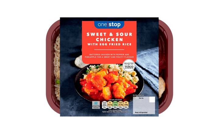 One Stop Sweet & Sour Chicken & Egg Fried Rice Ready Meal 400g (403049)