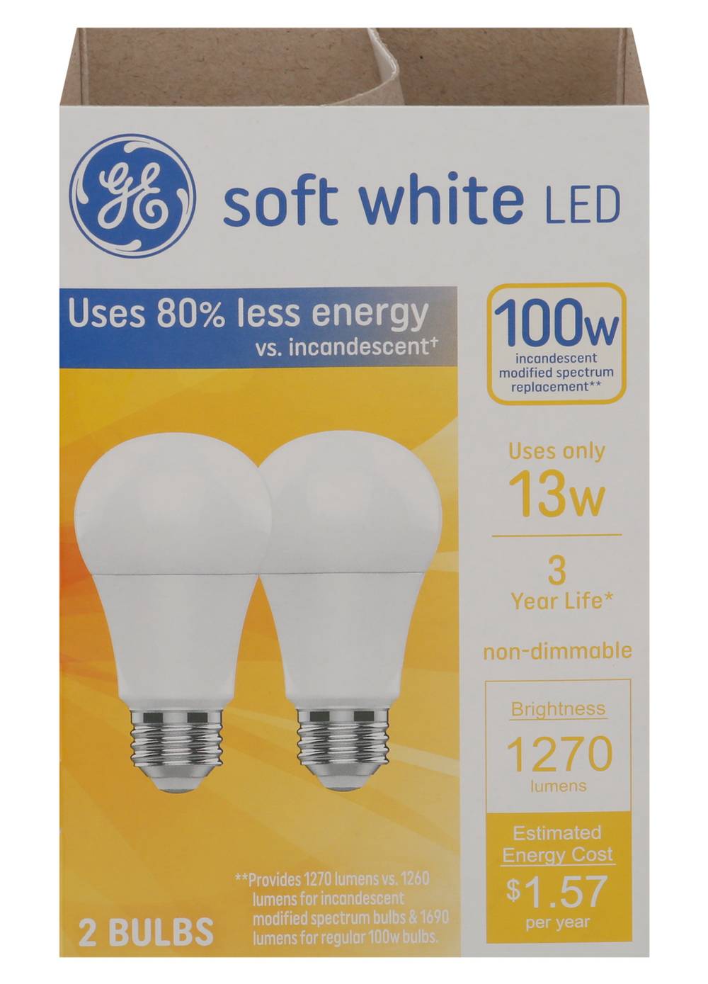 General Electric 100W Soft Led Bulbs, White