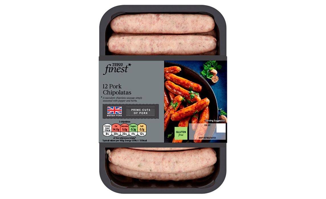 Tesco 12 Pork Chipolatas 375g (406344)