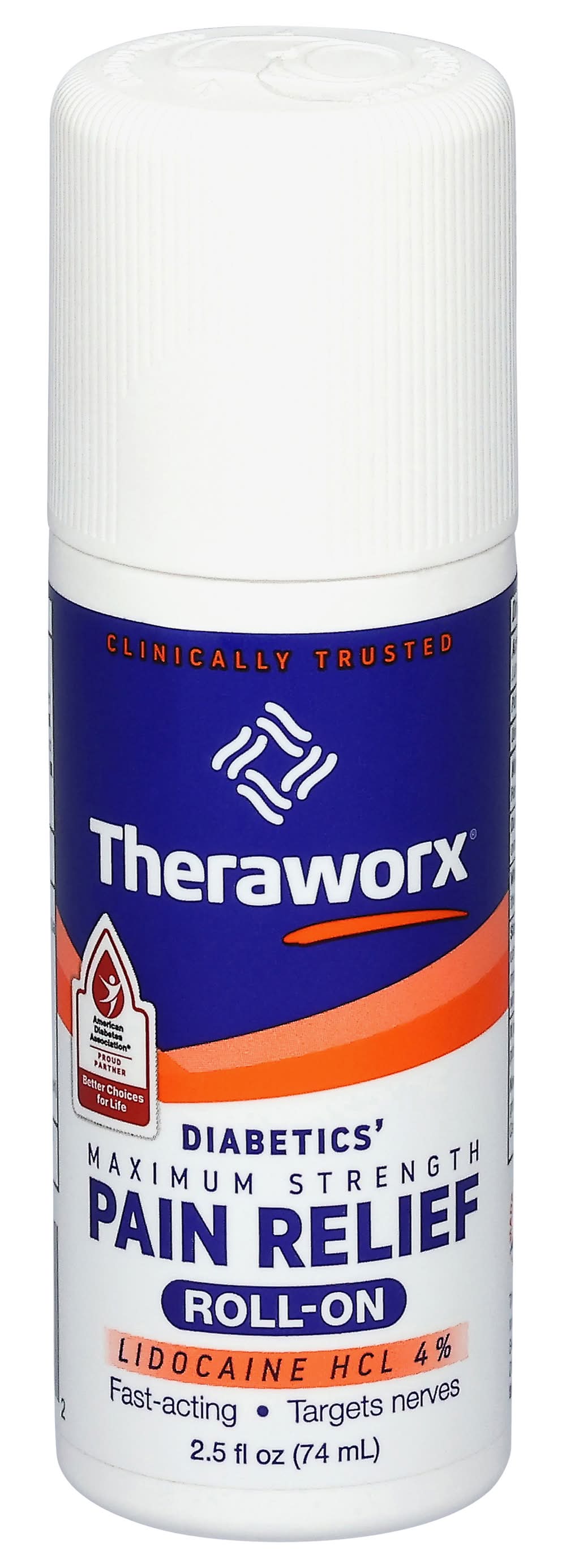 Theraworx Diabetics Maximum Strength Pain Relief Roll on With Lidocaine (2.5 fl oz)