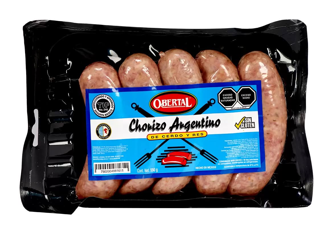 Obertal · Chorizo argentino de carne de cerdo y res (550 g)