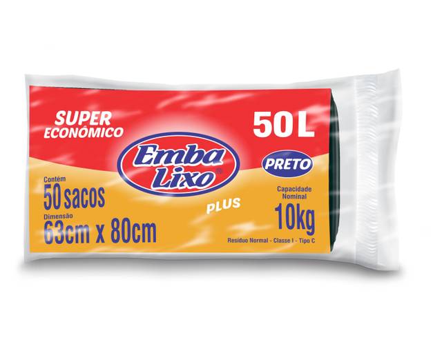 Embalixo saco de lixo super econômico preto (50 un)