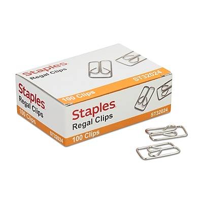 Staples® Regal #2 Paper Clips, Silver, 100/Box (72120)