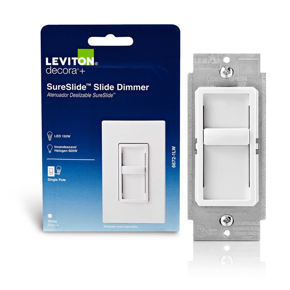 Leviton Decora Sureslide White 600 W Slide Dimmer Switch 1 Pk