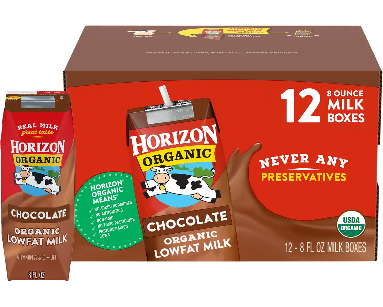 Horizon Organic Lowfat Milk, Chocolate (12 x 8 fl oz)