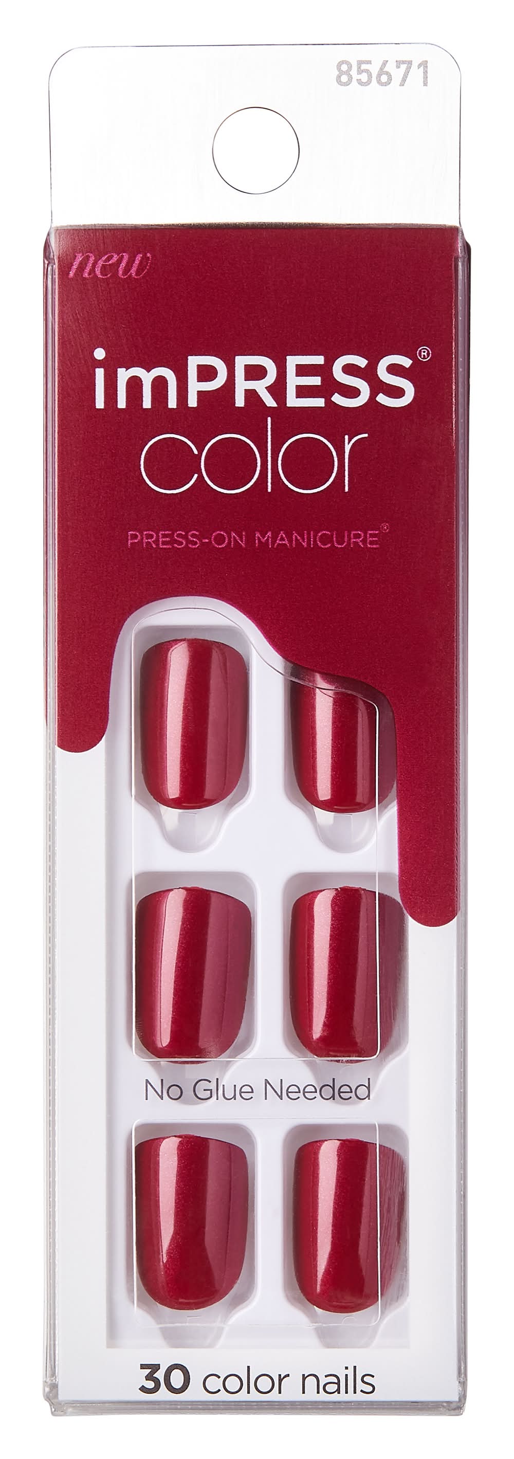 imPRESS Press-On Manicure Square Shape Nail, Short Length, Red (30 ct)