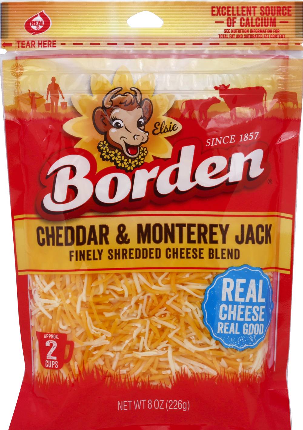 Borden Cheddar & Monterey Jack Shredded Cheese Blend (8 oz)