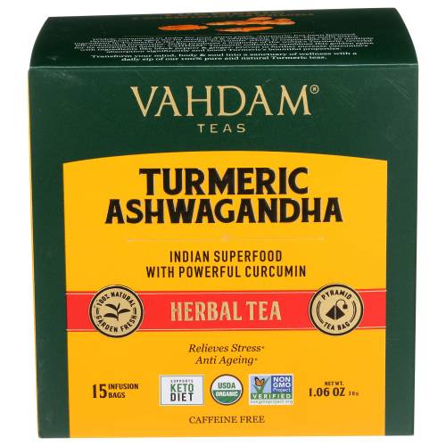 Vahdam Teas Organic Turmeric Ashwagandha Herbal Tea